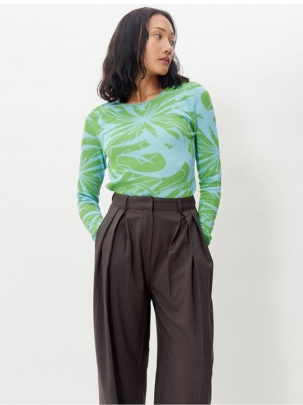 Paloma Wool Blue and Green Long Sleeve Graphic Tee - Picture 4 of 5